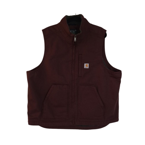 Carhartt Men's Sherpa Lined Relaxed Fit Washed Duck Canvas Vest Blackberry Sz XL - Picture 3 of 15